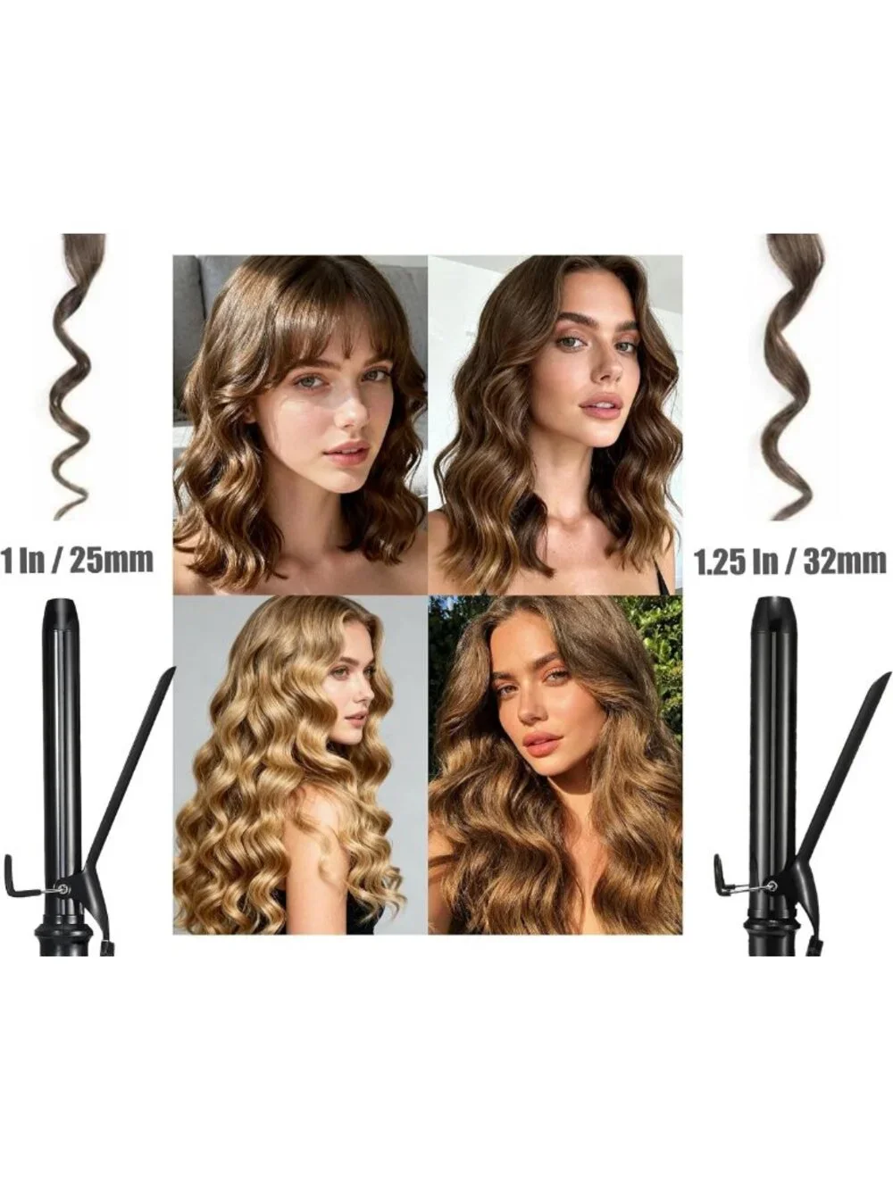 1-Inch Extra Long Hair Curling Iron, Ceramic Tourmaline, Dual Voltage, 450°F